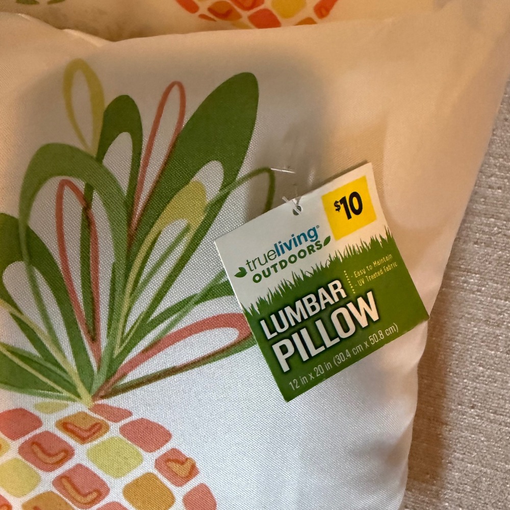 2pc Tropical Pineapple Lumbar Pillow Outdoor Decorative White True Living - Picture 2 of 4